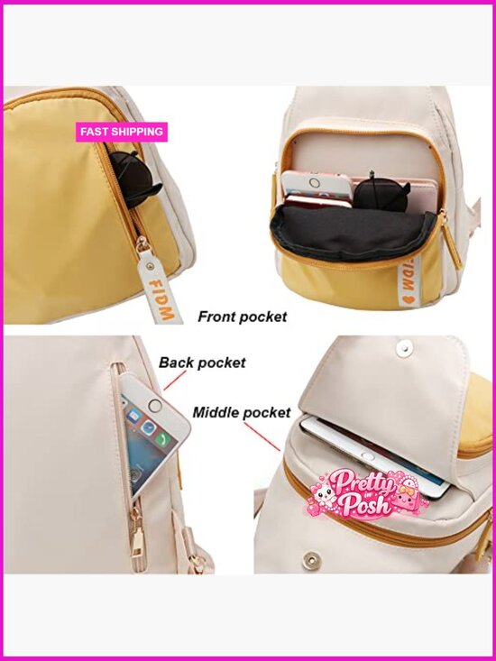Mini Nylon Sling Backpack Travel Crossbody Bag Lightweight Water Resistant